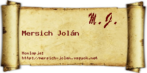 Mersich Jolán névjegykártya